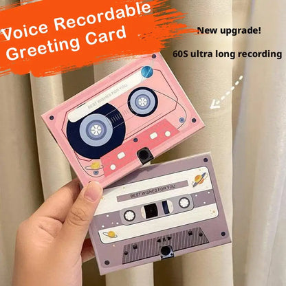 Voice Recordable Greeting Card 60 Seconds Recording Time Message Recorder Cassette Recording Voice Tape Greeting Card