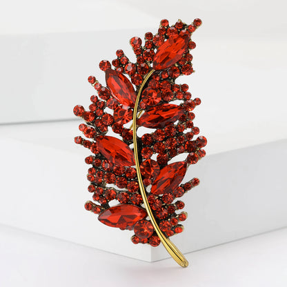 Luxury Crystal Glass Feather Brooches for Women Unisex Rhinestone Pins Multi-color Available Casual Party Accessories Gifts