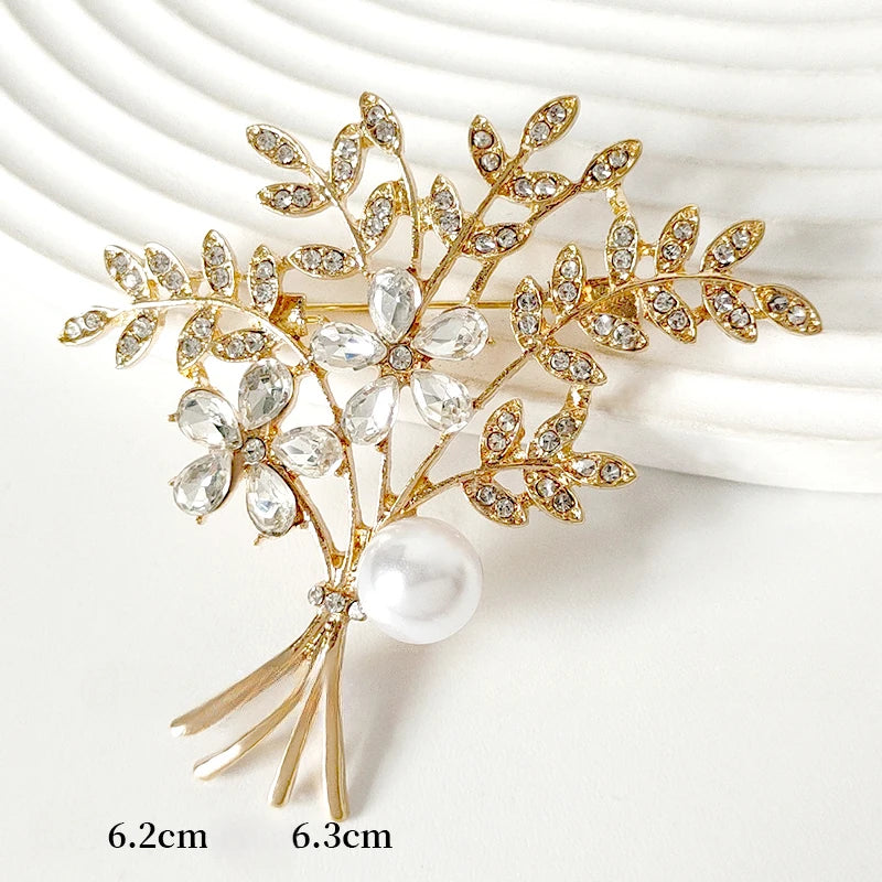 1PC Women's Fashion Trendy Flower Bouquet Brooches For Girls Elegant Unique Corsage Exquisite Pins Clothing Accessories Gifts