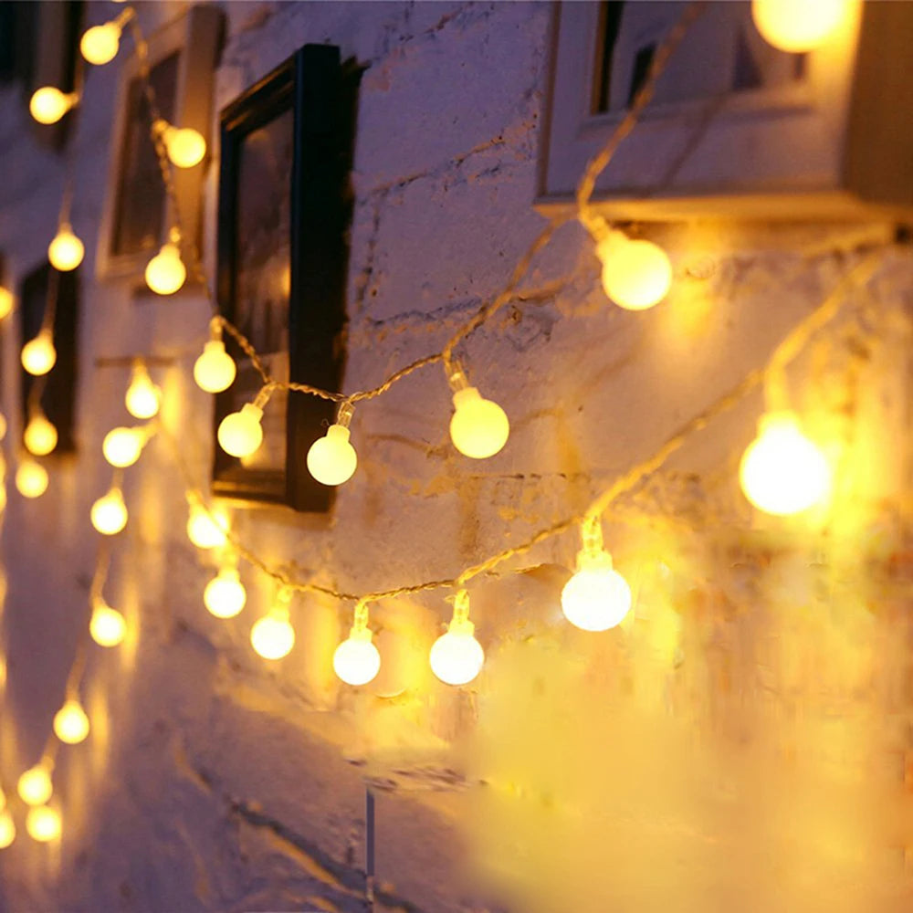 LED String Fairy Ball Lights USB/Battery Box Outdoor Ball Chain Lights Garland Lights Party Home Wedding Garden Christmas Decor