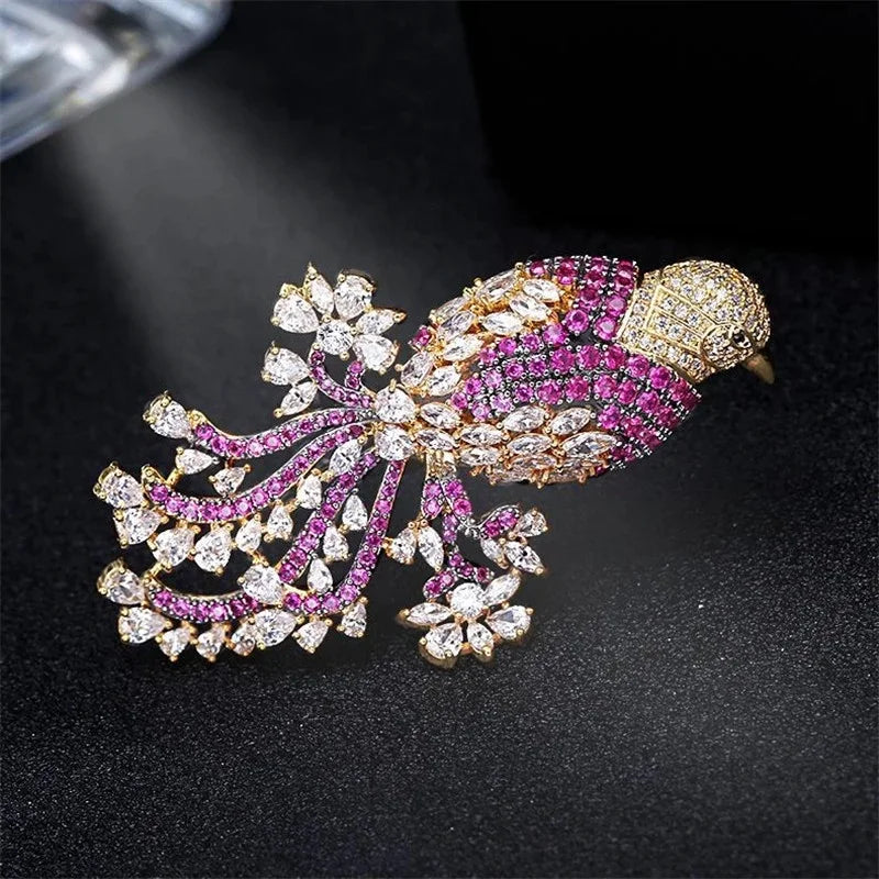 Creative Bird Brooch Leisure Brooch Lady Luxury Jewelry Gold-plated  Animal Brooch Coat Scarf Brooch