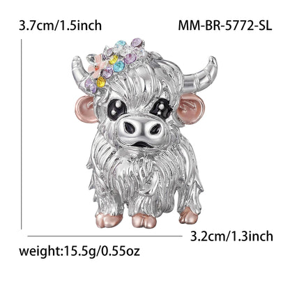 Beaut&Berry Cute Enamel Cattle Brooches for Women Unisex Animal Pins Casual Party Jewelry Accessories Gifts Decoration