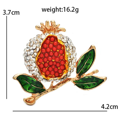 Wuli&baby Beautiful Pomegranate Brooches For Women Unisex Rhinestone Enamel Fruits Flower Party Office Brooch Pins Gifts