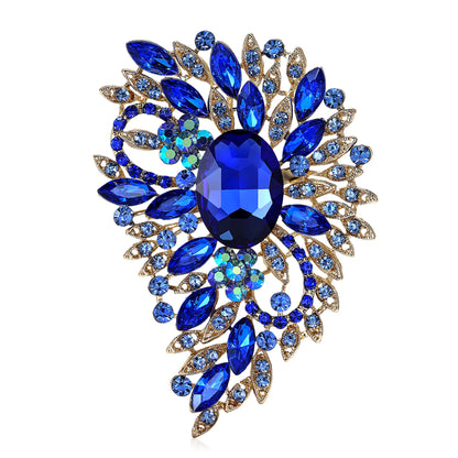 Beaut&Berry Luxury Crystal Large Glass Brooches for Women  Rhinestone Pins Friends Party Gifts Banquet Jewellery Accessories