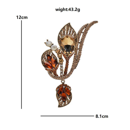 Wuli&baby Luxury Crystal Flower Brooches 2-color Elegant Beautiful Lily Flowers Brooch Pins For Women's Winter Clothes Coat Gift