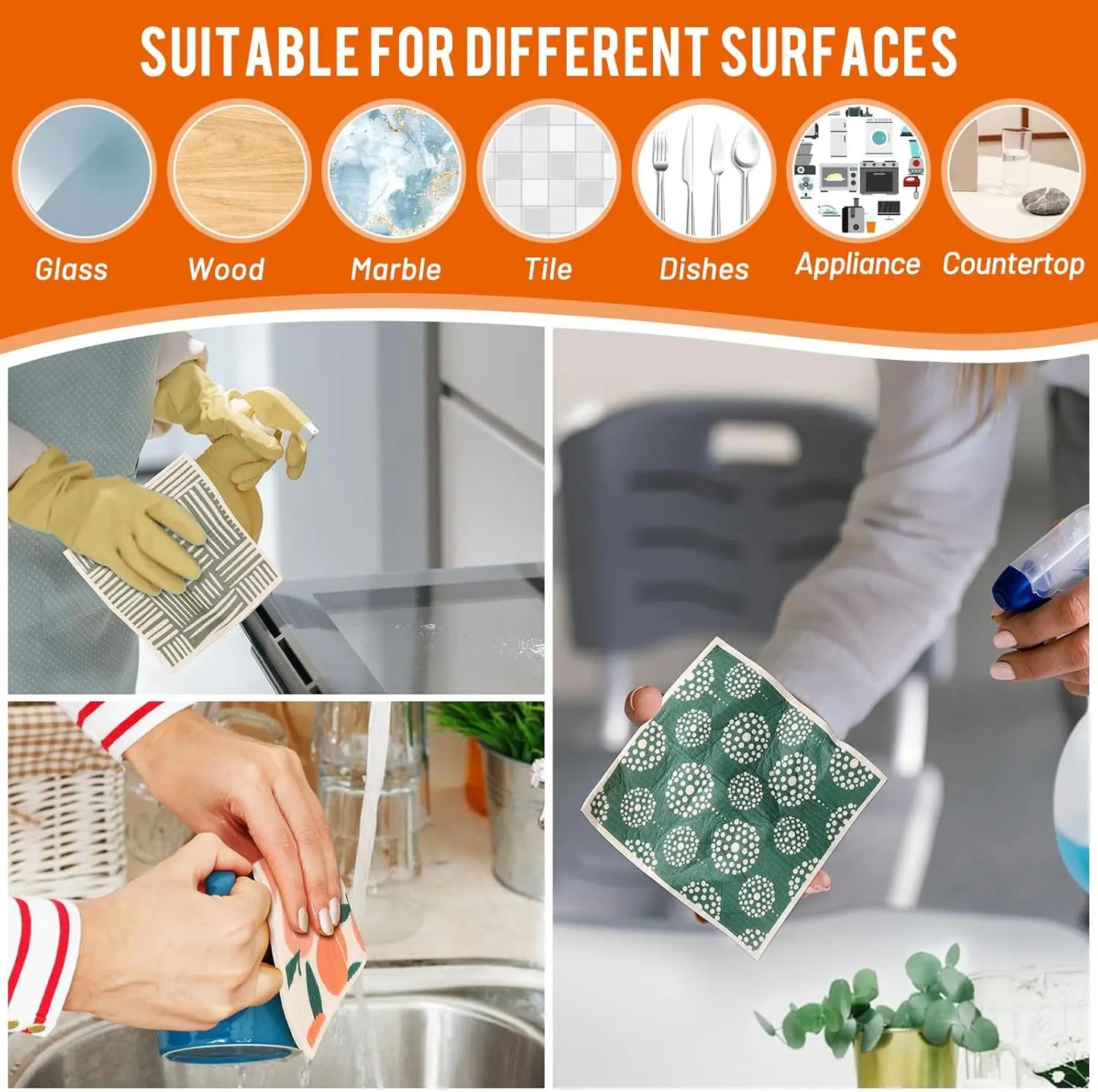 Swedish Dishcloths for Kitchen, 6 Pack Watercolor Reusable Paper Towels Washable,Swedish Dish Towel,Non-Scratch Cellulose Napkin