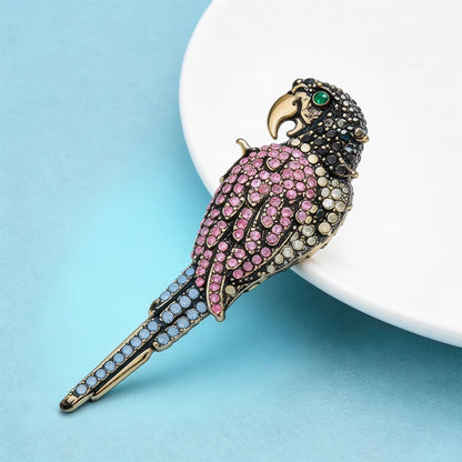 Wuli&baby Vintage Parrot Bird Brooches For Women Unisex Beautiful Rhinestone Animal Party Office Clothes Brooch Pins Gifts