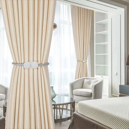 1/2PCS Curtain Buckle Curtain Strap Pearl Buckle Design Curtain Tie Rope Curtain Tiebacks with Strong Magnet Decor Accessories