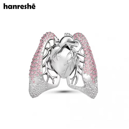 Hanreshe Anatomy Heart Lung Pin Luxury Charm with Crystal Medical Lapel Badge Brooch Jewelry for Doctor Nurse Medicine Student