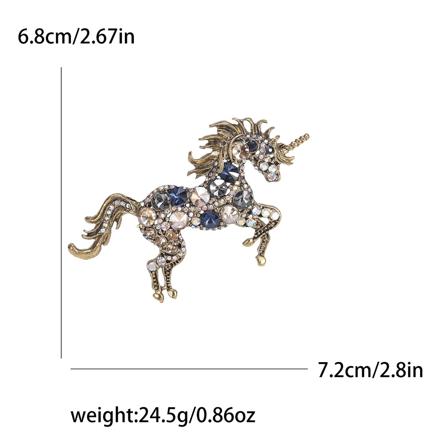 Beaut&Berry Classic Rhinestone Horse Brooches for Women Animal Pin Necklace Luxury  New Year Gifts Friends Zodiac Animal Jewelry