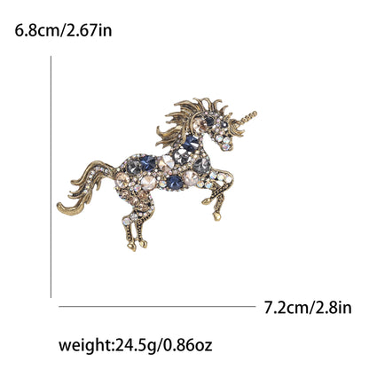 Beaut&Berry Classic Rhinestone Horse Brooches for Women Animal Pin Necklace Luxury  New Year Gifts Friends Zodiac Animal Jewelry