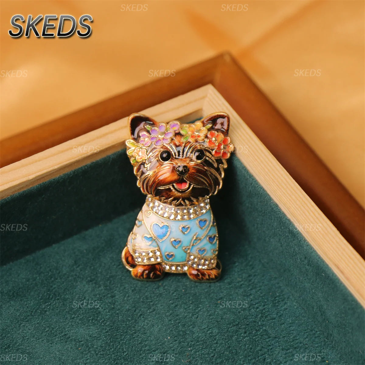SKEDS Cute Dog Rhinestone Brooch for Women Multicolor Crystal Poodle Yorkshire Schnauzer Puppy Pin Animal Pet Jewelry Gift