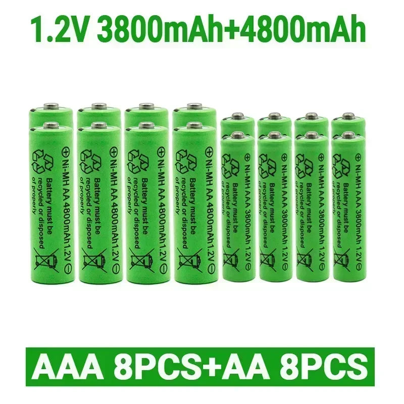 1.2V AA 4800mAh NI-MH Rechargeable Batteries+1.2 V AAA 3800 MAh Rechageable Battery NI-MH Battery