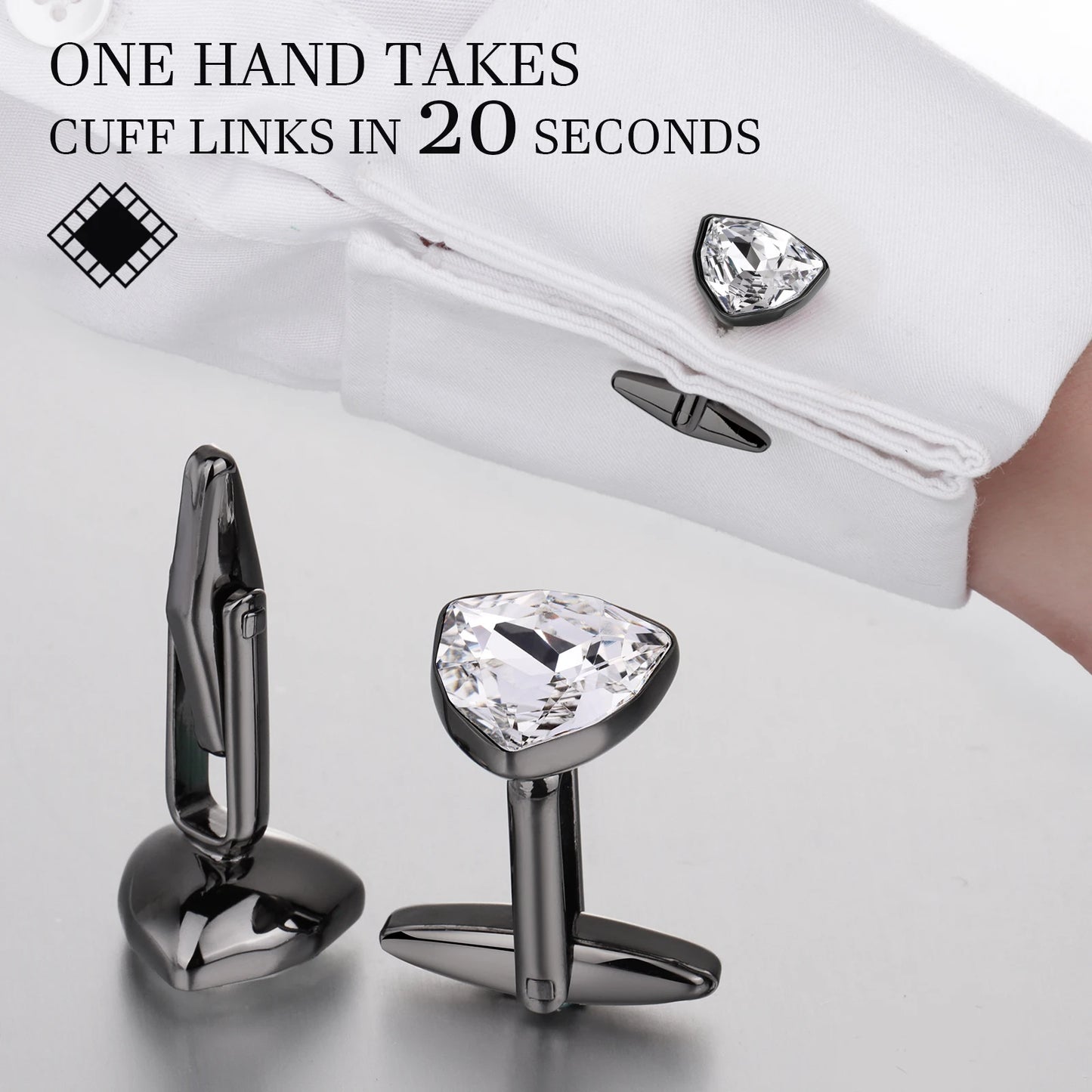 HAWSON Mens Cufflinks and Tuxedo Studs Set,luxury crystal cufflinks for Birthday Wedding Anniversary Jewelry or Accessories