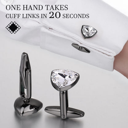 HAWSON Mens Cufflinks and Tuxedo Studs Set,luxury crystal cufflinks for Birthday Wedding Anniversary Jewelry or Accessories