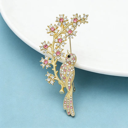 Wuli&baby Beautiful Flower And Bird Brooches For Women Unisex Rhinestone Animal Plants Party Office Brooch Pins Gifts