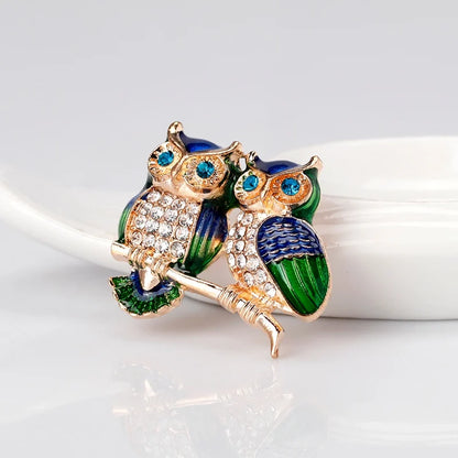 Lovely Owl Brooches Korean Trendy Rhinestone Brooch Badge Pin Bird Animal Party Casual Suit Decoration Badge Women Corsage Gifts