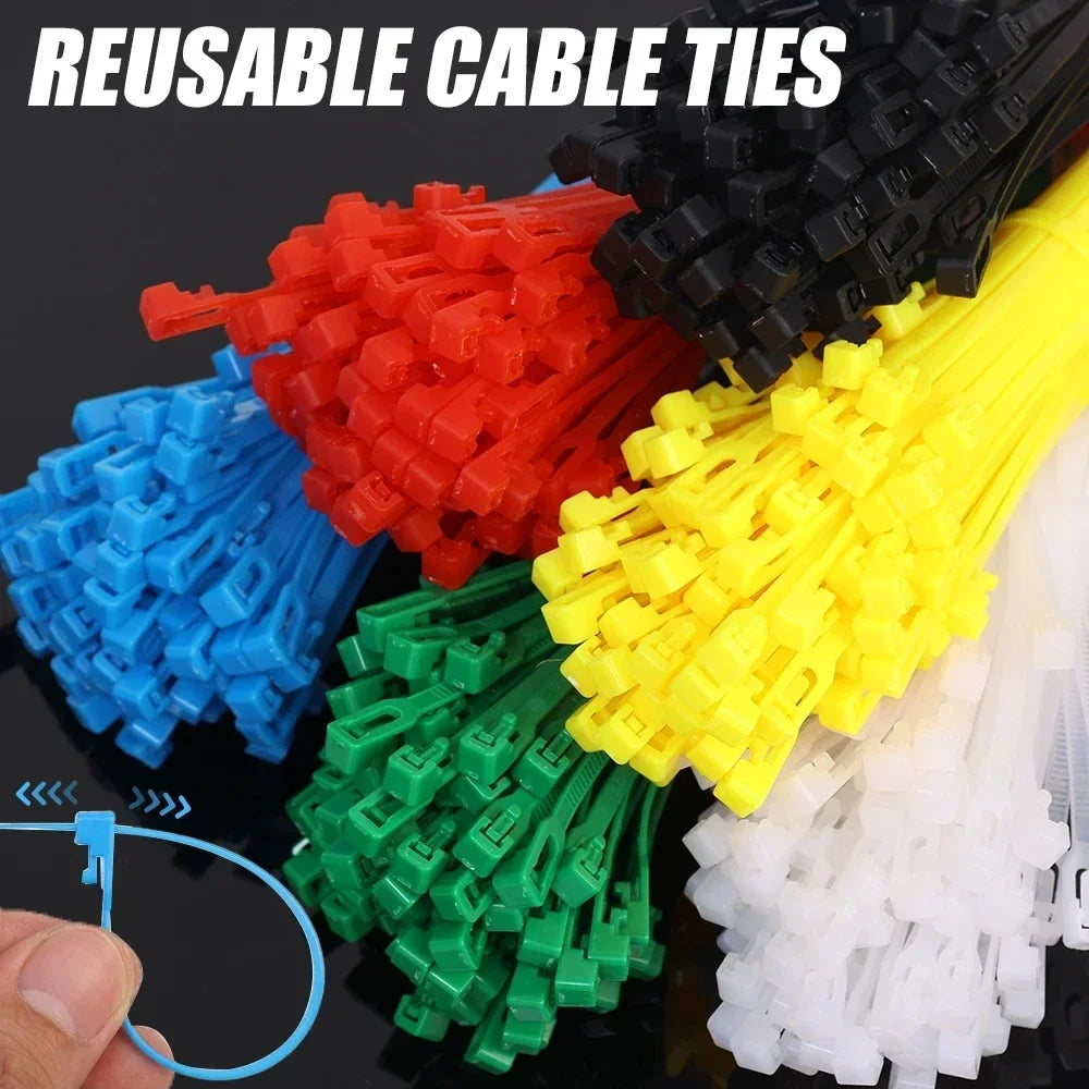 10Pcs Reusable Cable Ties Cable Lock Loop Nylon Ties Removable Recyclable Mixed Colours Black White Cable Ties