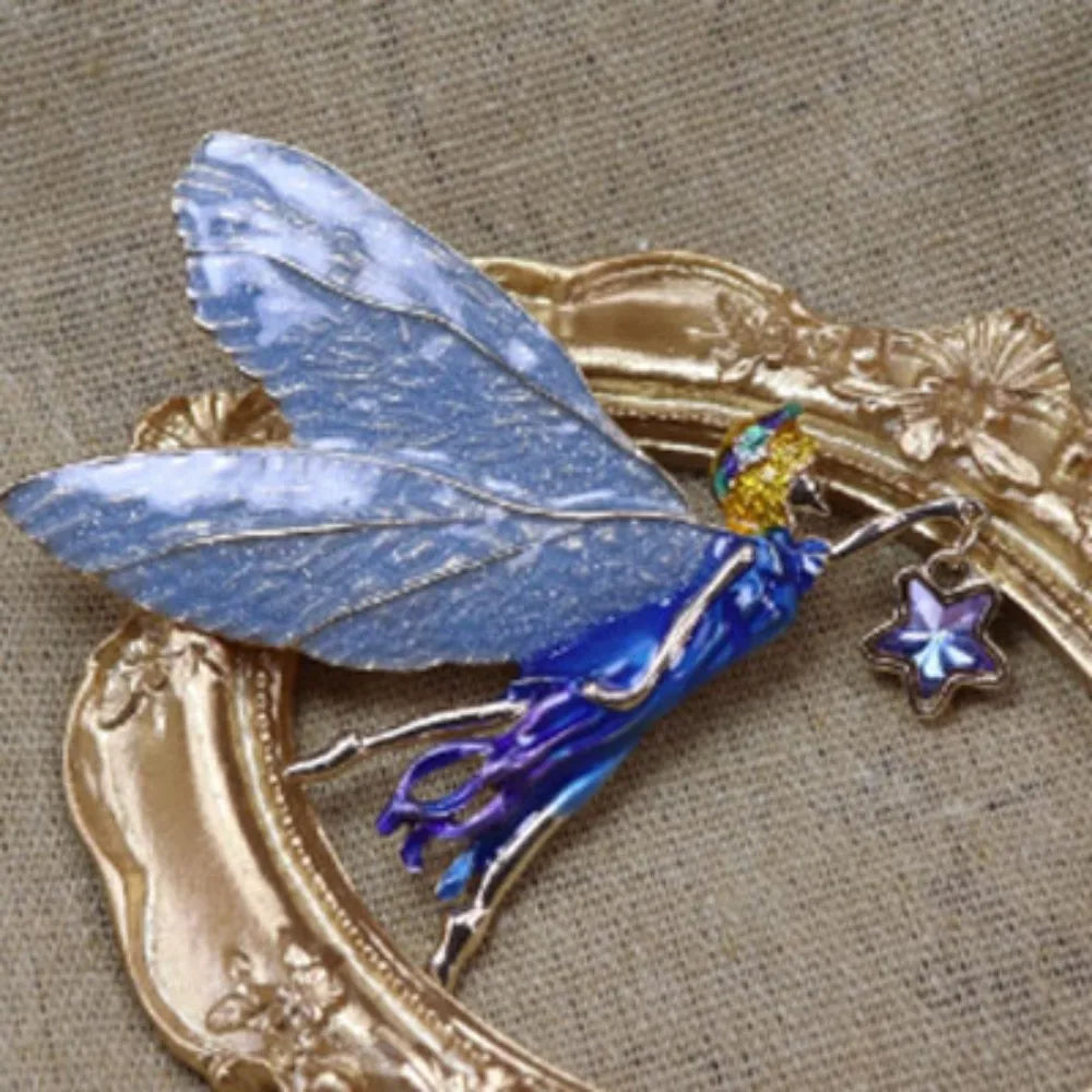 Baroque Luxury Beautiful Star Butterfly Genie Angel Design Men Women Brooch Pin，Jewelry Accessories, Wedding HolidayParty Favors