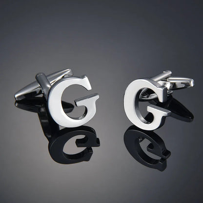 Simple Silver Color 26 Letter Cufflinks for men A to Z Alphabet Initial Cuff Links Business Suit Shirt Button Wedding Jewelry