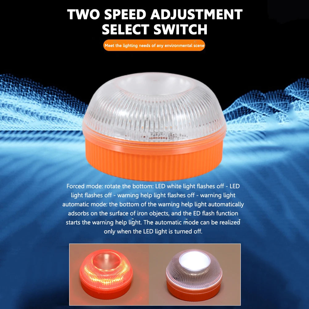 Universal V16 Car Warning Light LED Flashlight Emergency Light Yellow Light Traffic Strong Magnetic Induction for Vehicles