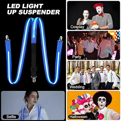 glowing Men's LED suspenders and luminous Bow Tie Adjustable Elastic Flashing Led Clothing for nightclub Party supplies