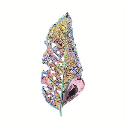 Exquisite Dazzle Crystal Leaves Brooches Badges For Women Men Fashion Elegant High-end Accessories Pin