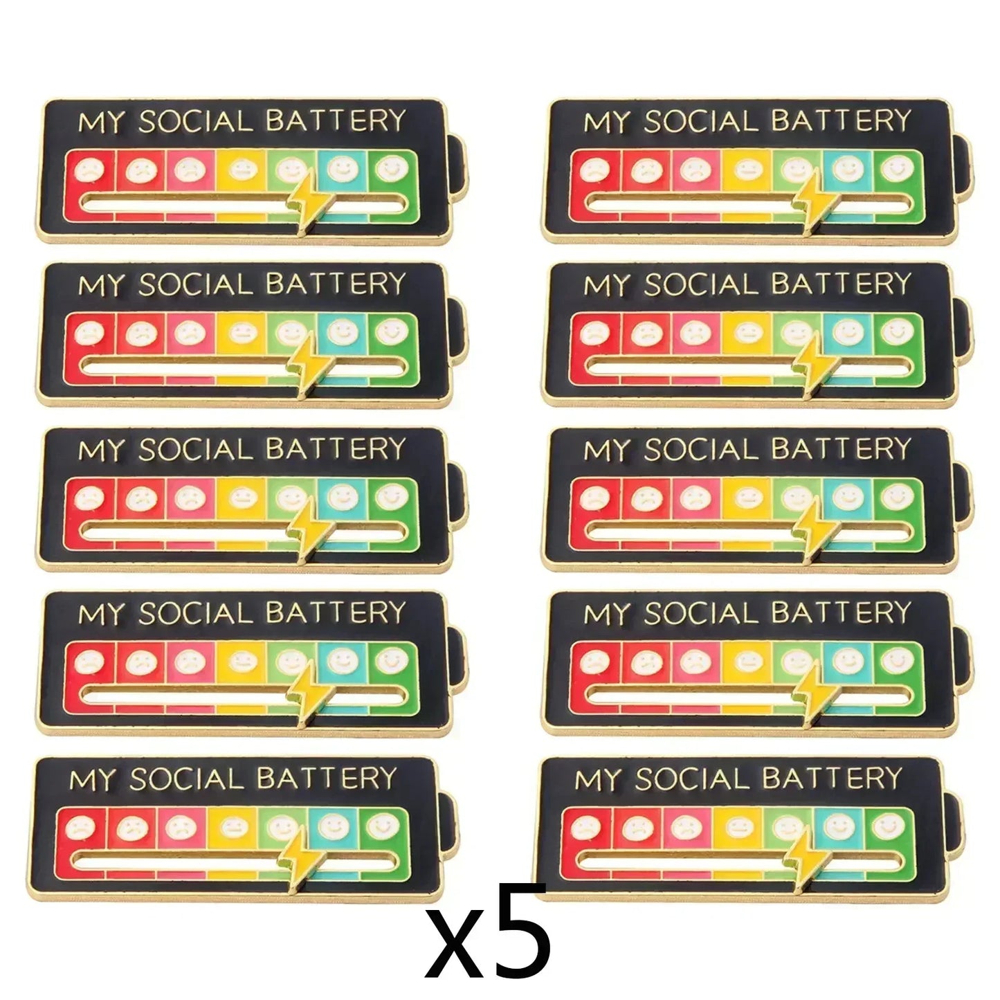 My Social Power Battery Brooch Social Power Enamel Badge Transform Mood Energy Brooche Alloy Badge Gift Brooches for Women Pin