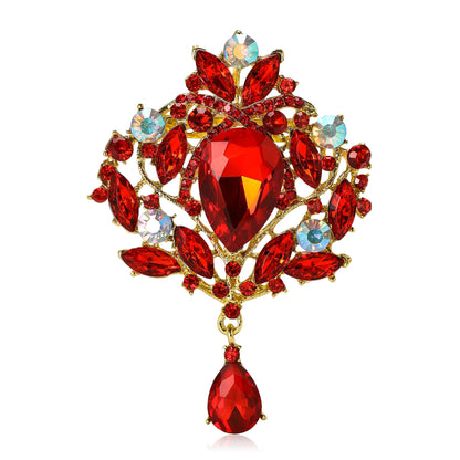 Beaut&Berry Rhinestone Luxury Brooches for Women Unisex Crystal Glass Pendant Pins Office Party Friend Gifts Jewelry Accessories