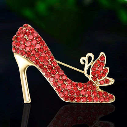 Elegant Rhinestone High-Heel Brooches for Women Unisex Decoration Pin Event Party Backpack New Fashion Gifts Clothes Accessories