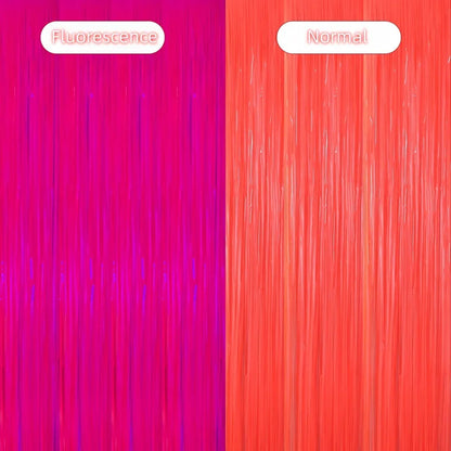 1*2M Fluorescent Macaron Rain Silk Curtain Foil Tassel Carnival Party Bar Birthday Party Halloween Decoration Backdrop Props