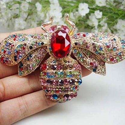 SKEDS Luxury Exaggerated Vintage Women Girls Crystal Bee Brooch Pin Fashion Elegant Lady Exquisite Insect Rhinestone Badges