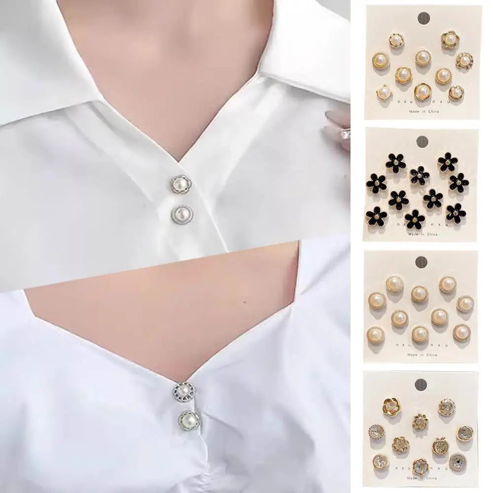 10pcs Collar Needle Buckle Fixed Pin 2025 Trendy Jewelry Gift For Women Brooch Fashion No Punching Magnetic Buckles For Shirts