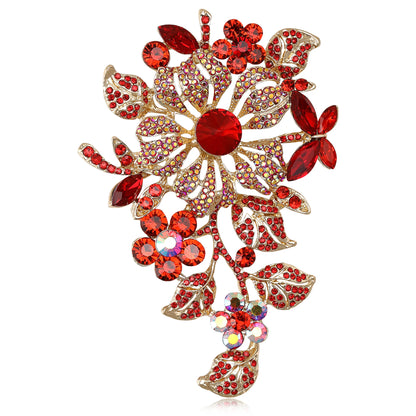 Beaut&Berry Luxury Crystal Glass Flower Brooches for Women Rhinestone Pins Friends Party Gifts Banquet Jewellery Accessories