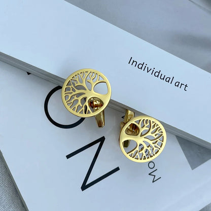 Men's Cufflinks Luxury Round Tree of Life Cuff Links Shirt Cufflinks for Men Fashion Stainless Steel High Quality Birthday Gifts