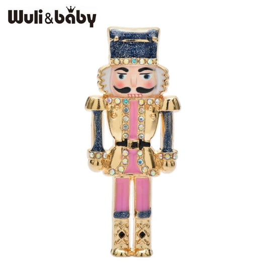 Wuli&baby Nutcracker‌ Character Brooches For Women Unisex Lovely Enamel Men Figure Party Casual Brooch Pins Gifts