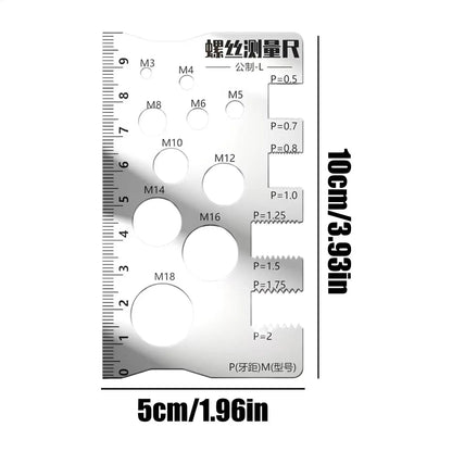 Thread Checker Screw Measurement Ruler Stainless Steel Caliper Metric Gauge Tool For Measuring Screw Pitch Bit Bolt Nut Screw