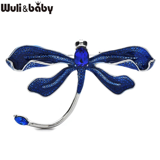 Wuli&baby Pretty Enamel Dragonfly Brooches For Women Unisex 4-color Rhinestone Insects Party Office Brooch Pins Gifts