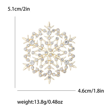 Christmas Rhinestone Snowflake Brooch for Women Unisex Pearl Ice Crystal Pin Event Party Backpack Decoration Clothes Accessories