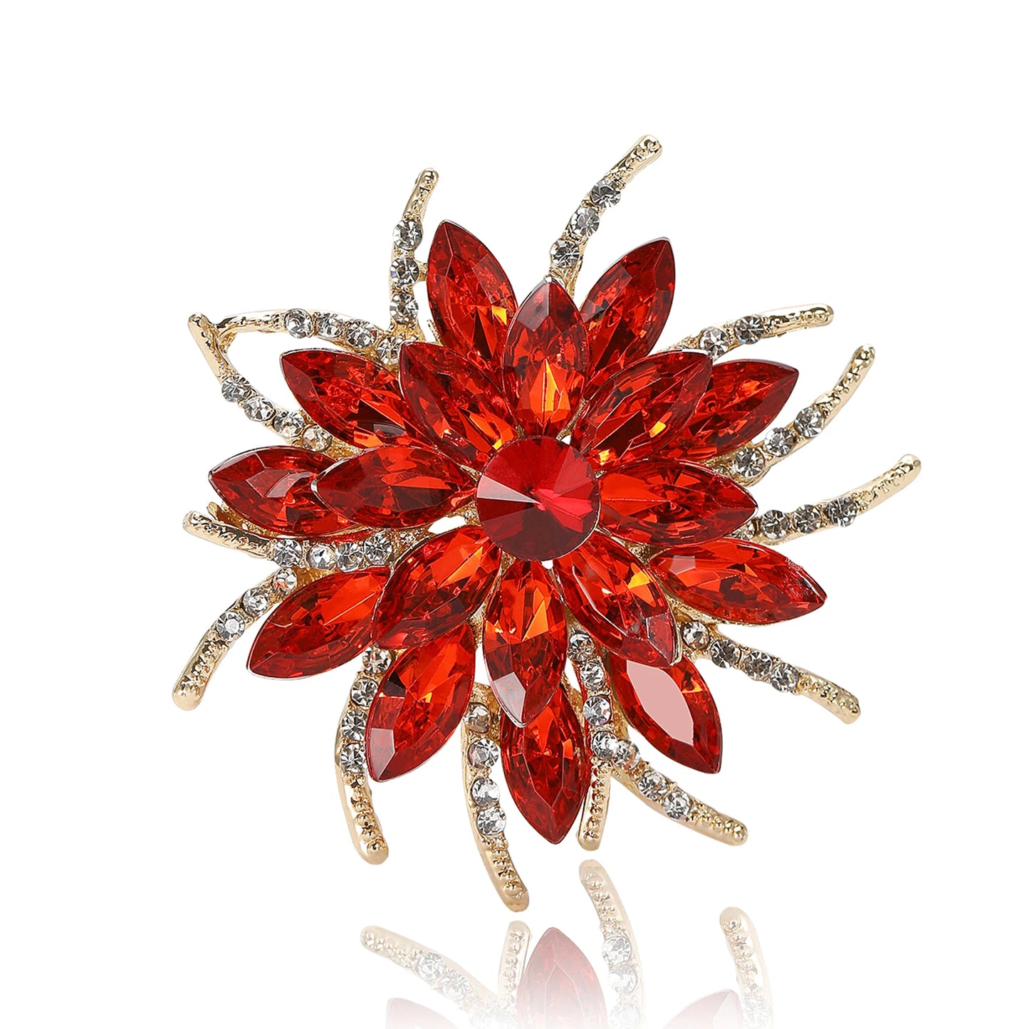 Beaut&Berry Luxury Crystal Glass Flower Brooches for Women Rhinestone Pins Friends Party Gifts Banquet Jewellery Accessories