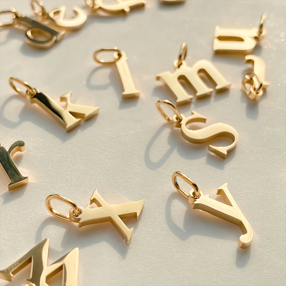 eManco Stainless Steel Cut 26 Letters Charm DIY Women's Necklace Bracelet Jewelry Making Factory Direct Sales
