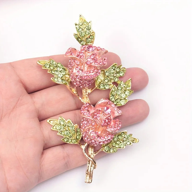 women exaggerated rose flower brooch luxury party wedding jewelry pins gift