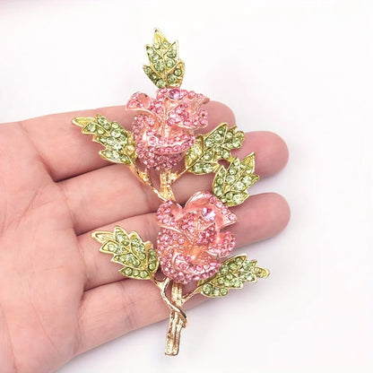 women exaggerated rose flower brooch luxury party wedding jewelry pins gift