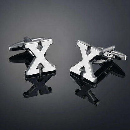 Simple Silver Color 26 Letter Cufflinks for men A to Z Alphabet Initial Cuff Links Business Suit Shirt Button Wedding Jewelry