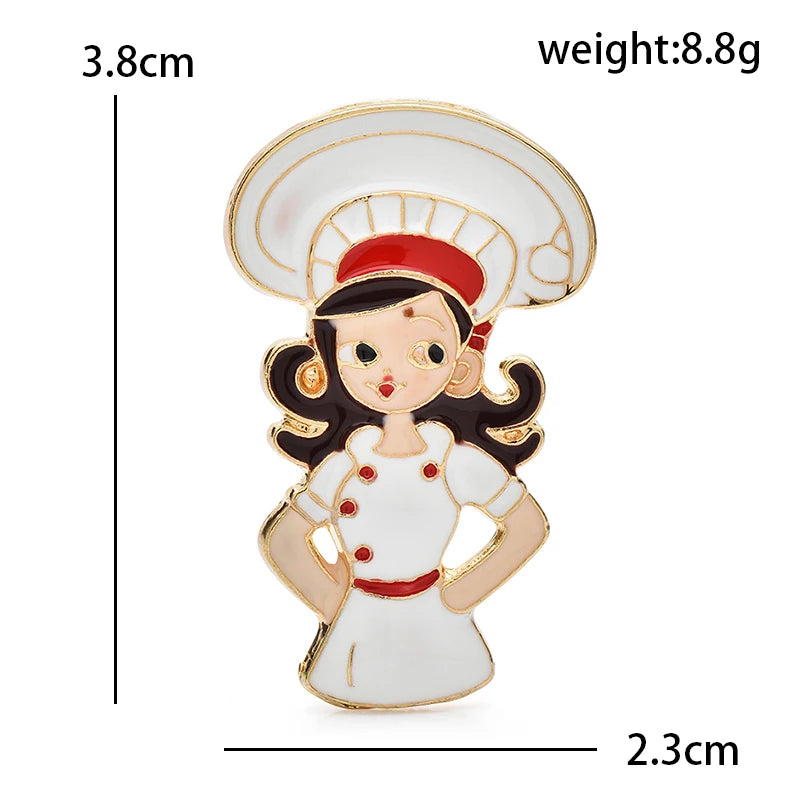Wuli&baby Lovely Enamel Cook Girl Brooches For Women Clothes Backpack's Brooch Pins Badge Gifts