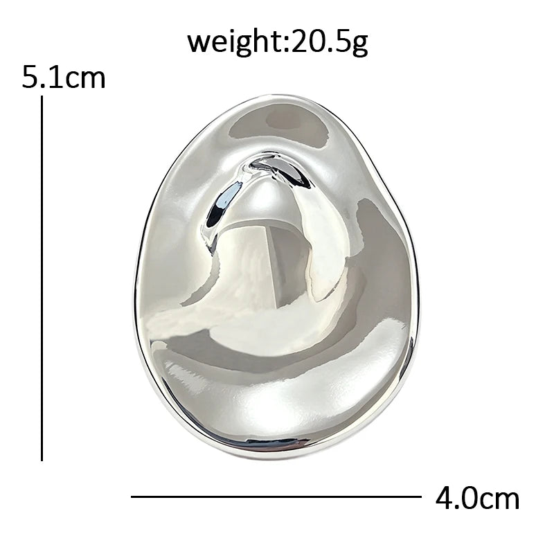 Wuli&baby Stainless Steel Oval Brooches For Women Men 2-color Geometric Round Office Casual Brooch Pins Gifts