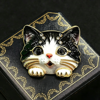 Baroque Luxury Cartoon Cat Animal Design Brooches for Men and Women, Jewelry, Fashion Accessories, Wedding, Holiday, Party Gifts