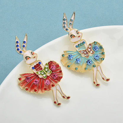 Wuli&baby Lovely Bunny Rabbit Brooches For Women Lady 2-color Enamel Wear Dress Rare Girl Party Casual Brooch Pins Gifts