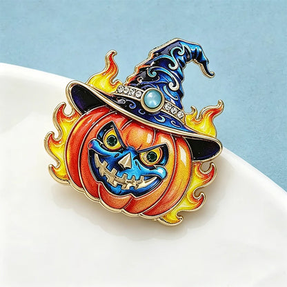 Wuli&baby Witch Pumpkin Lantern Brooches For Women Unisex Lovely Halloween Party Casual Brooch Pin Gifts