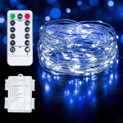 50-300LED Fairy Lights Battery Operated Twinkle String Lights, Copper Wire Dimmable Firefly Lights with Remote Control Timer